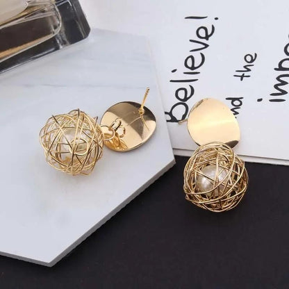 Gold-Plated Double Disk Dangle Earrings for Women & Girls