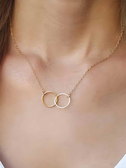 2 Rings Chain Necklace - 18k Gold plated