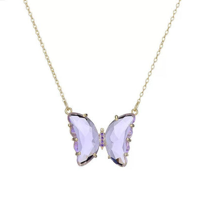 Stylish Purple Butterfly Necklace for Women with Crystals