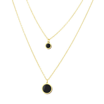 Gold Round Charm Necklace Double Layered Fashion Necklace Set