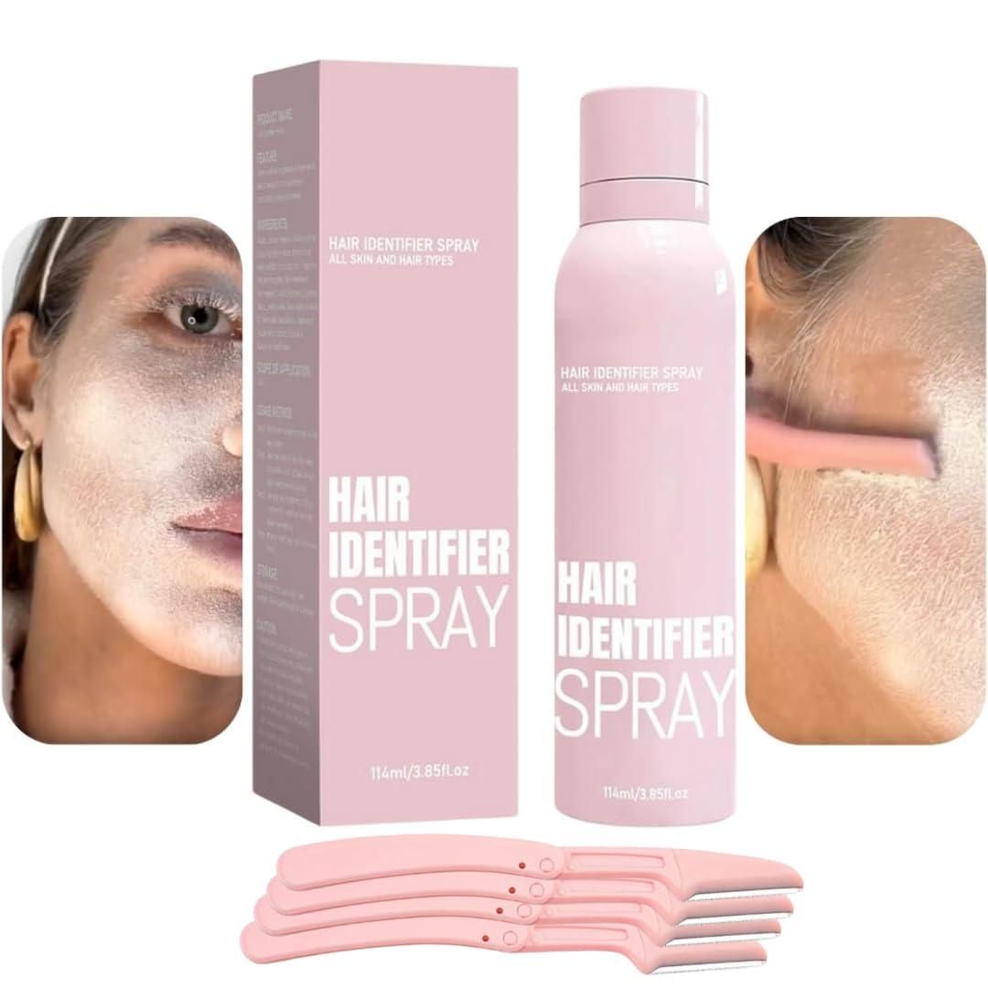 Hair Identifier Spray with 4-Pc Razor Set for Facial Hair Removal