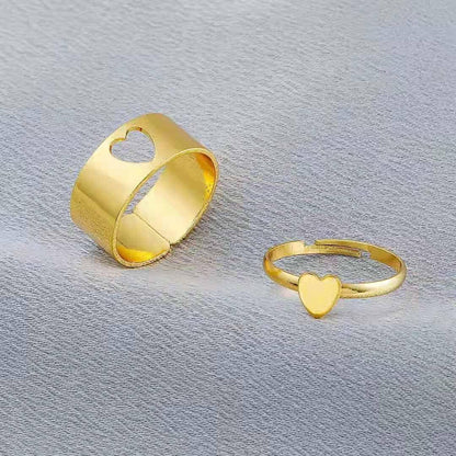 Golden Heart Matching Wrap Finger Couple Band Rings