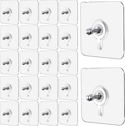 Heavy-Duty Adhesive No-Drilling Wall Hooks Waterproof Screw Free Stickers for Hanging, Heavy-Duty Adhesive Wall Mount Screw Hooks for Kitchen Bathroom Bedroom Living Room 10 Pcs