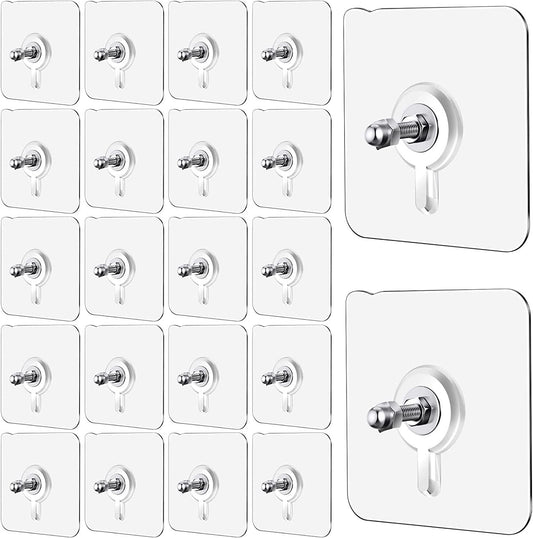 Heavy-Duty Adhesive No-Drilling Wall Hooks Waterproof Screw Free Stickers for Hanging, Heavy-Duty Adhesive Wall Mount Screw Hooks for Kitchen Bathroom Bedroom Living Room 10 Pcs