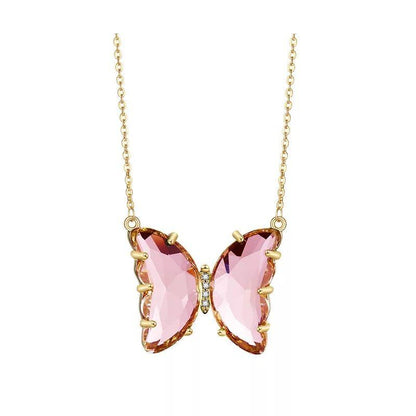 Stylish Pink Butterfly Necklace for Women with Crystals