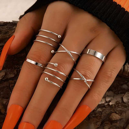 Silver Plated Finger Rings - Set of 6