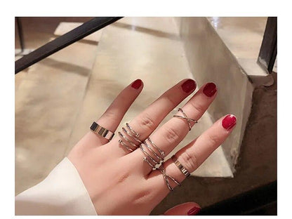 Silver Plated Finger Rings - Set of 6