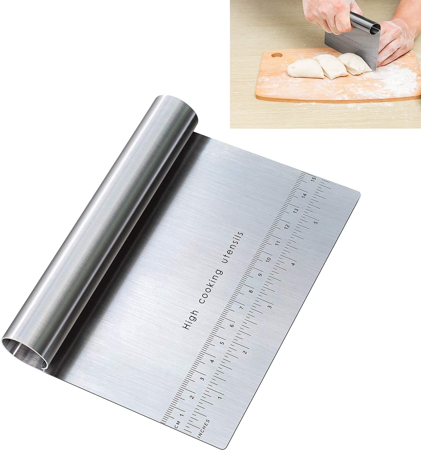 Dough Pastry Scraper/Cutter/Chopper Stainless Steel Mirror Polished with Measuring Scale