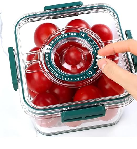 Fridge Storage Containers BPA-Free - ABS Plastic Air Tight Container Set with Time Keeping Feature